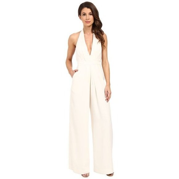 Anthropologie BHLDN Jill Stuart Mara Halter Maxi Jumpsuit in Ivory Size2